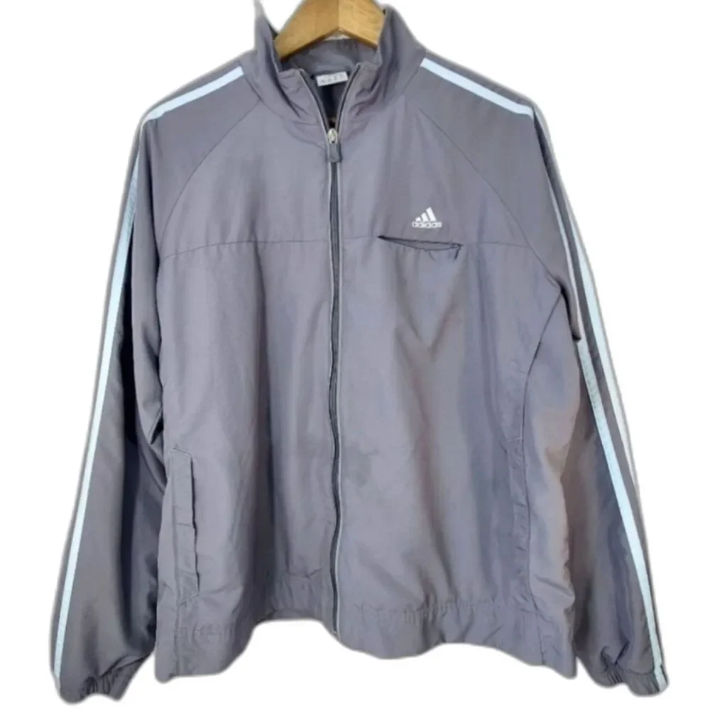 VTG Y2K Adidas CLIMALITE Track Jacket Windbreaker Full Zip Gray Blue AV1001 - XL - Picture 6 of 8